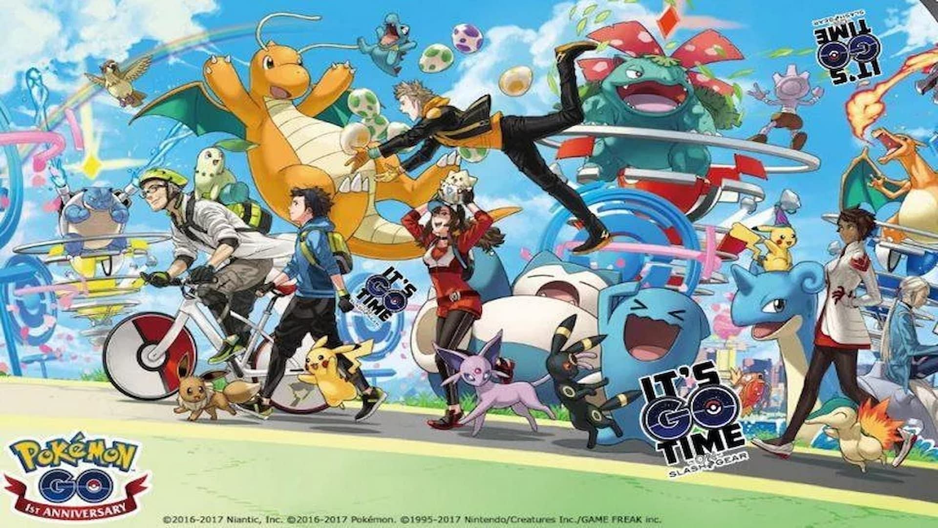 Official poster for Pokemon GO 1st Anniversary 2017 (Image via Niantic)