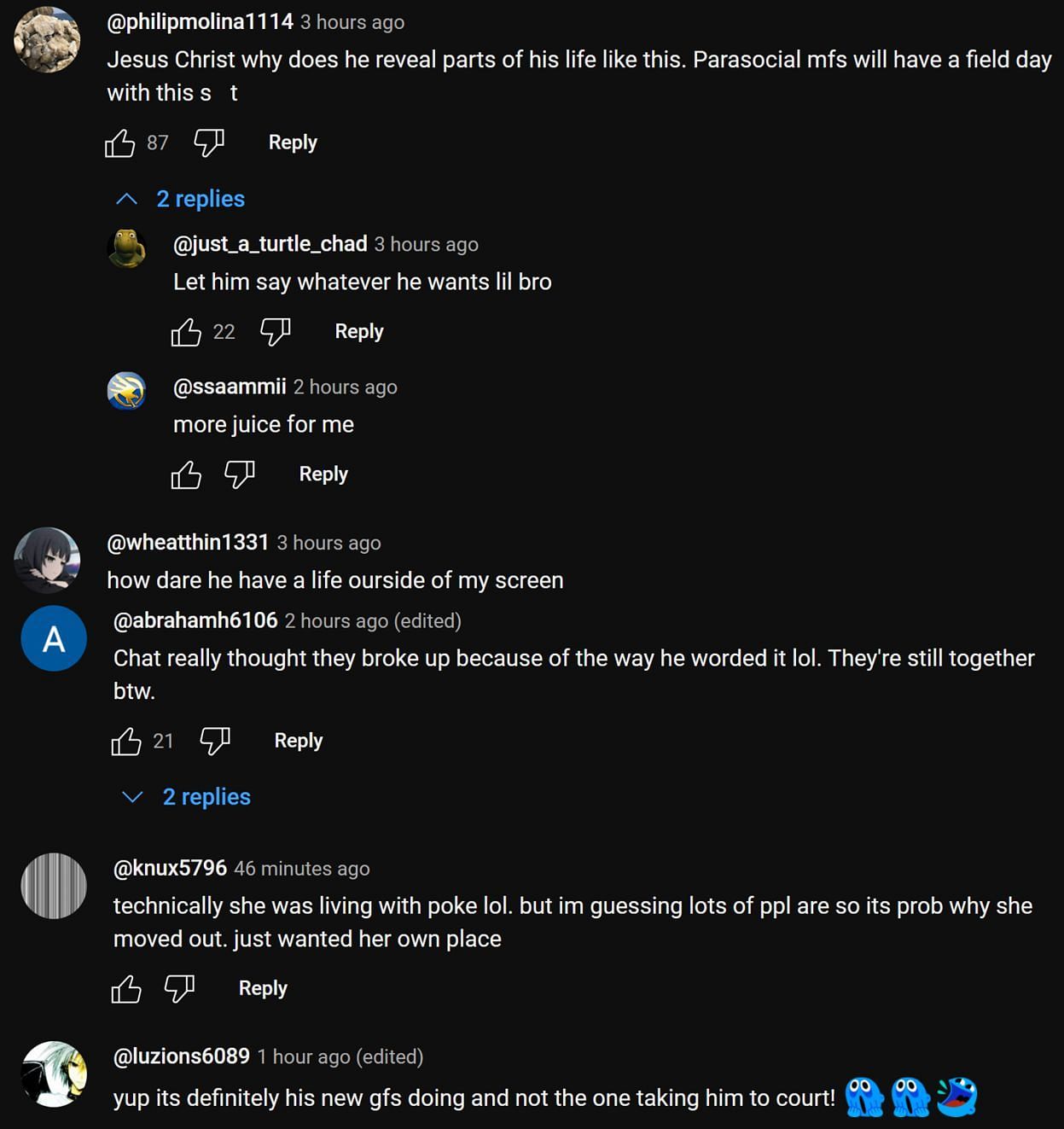 Fans in the YouTube comment section reacting to the streamer&#039;s clip (Images via xQc Clips/YouTube)