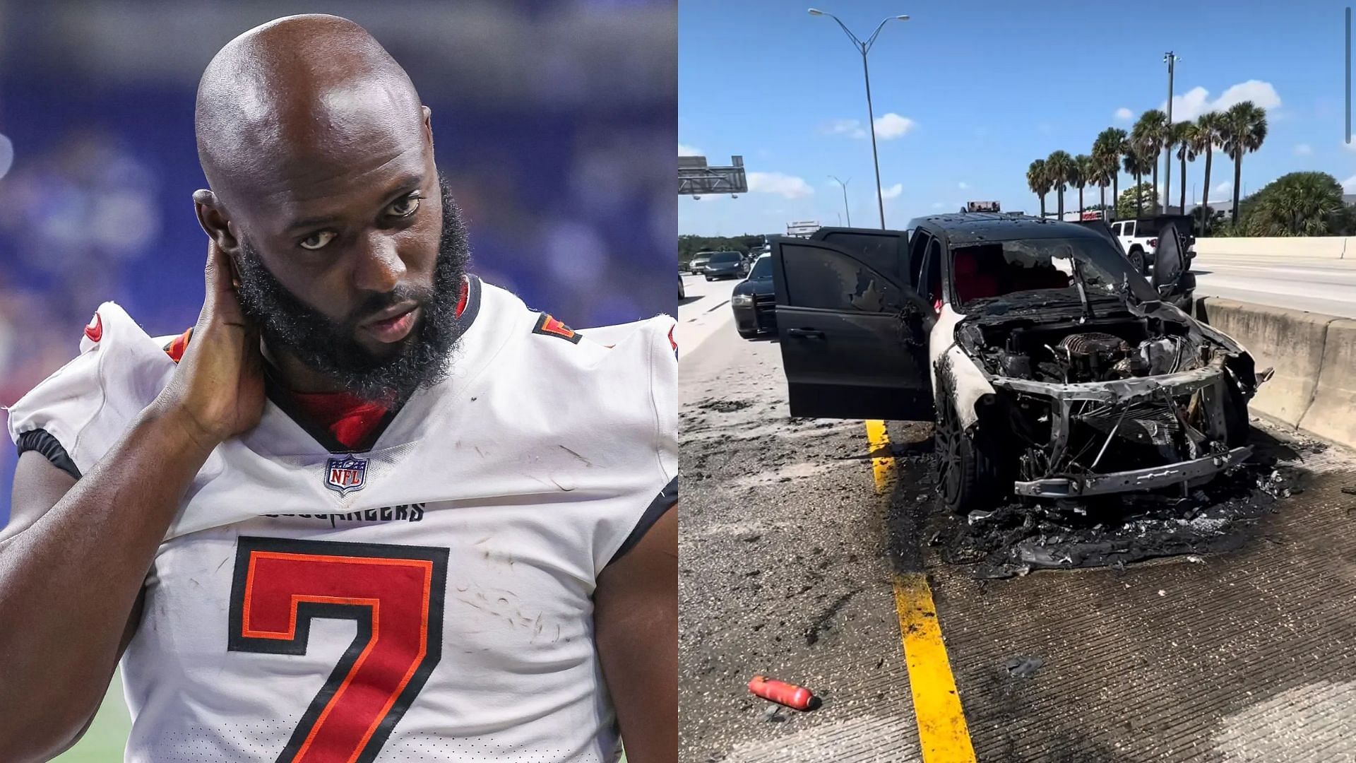 NFL running back Leonard Fournette says his car caught fire on the