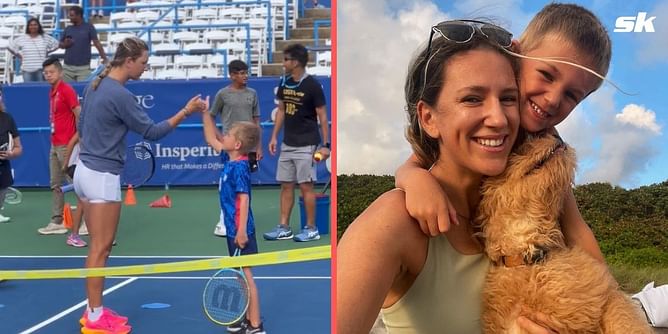 WATCH: Victoria Azarenka and son Leo show off their special handshake at Citi Open