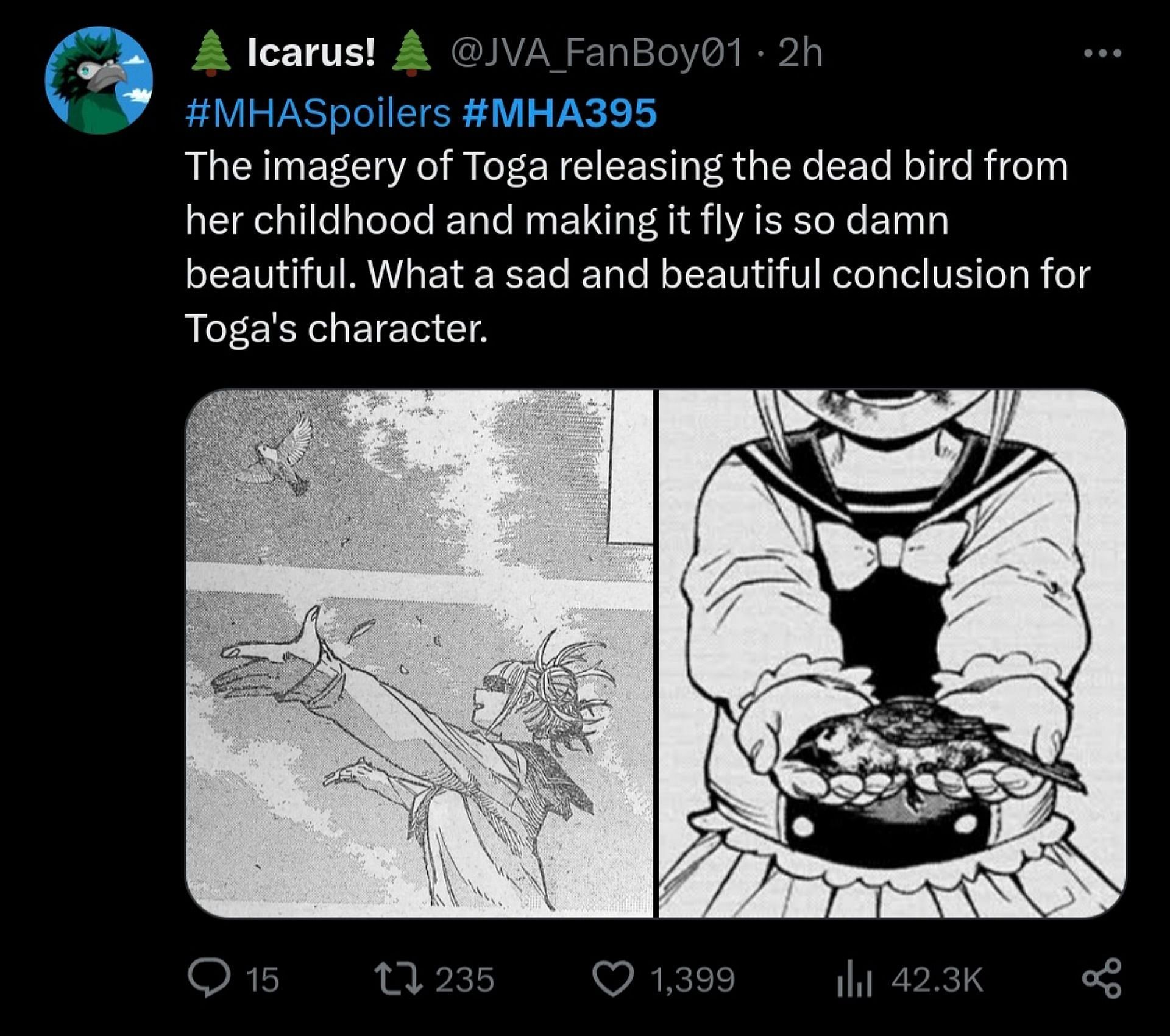 Toga&#039;s story comes full circle in My Hero Academia chapter 395 spoilers (Image via Icarus! @Twitter)