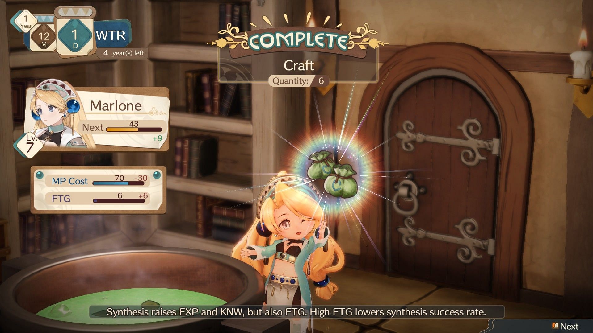 Craft items using gathered materials (Screenshot from Atelier Marie Remake)