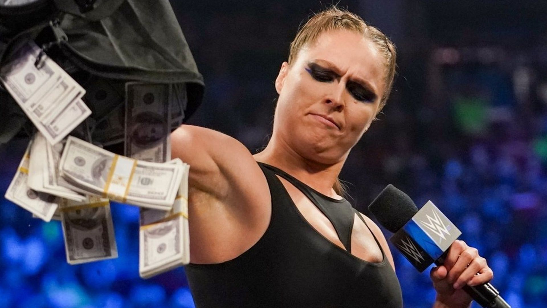 Ronda Rousey cuts a promo on an episode of WWE SmackDown.