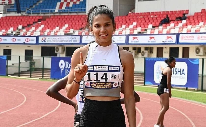 Jyothi Yarraji in action at Asian Athletics Championship 2023. (Picture Credits: AFI)