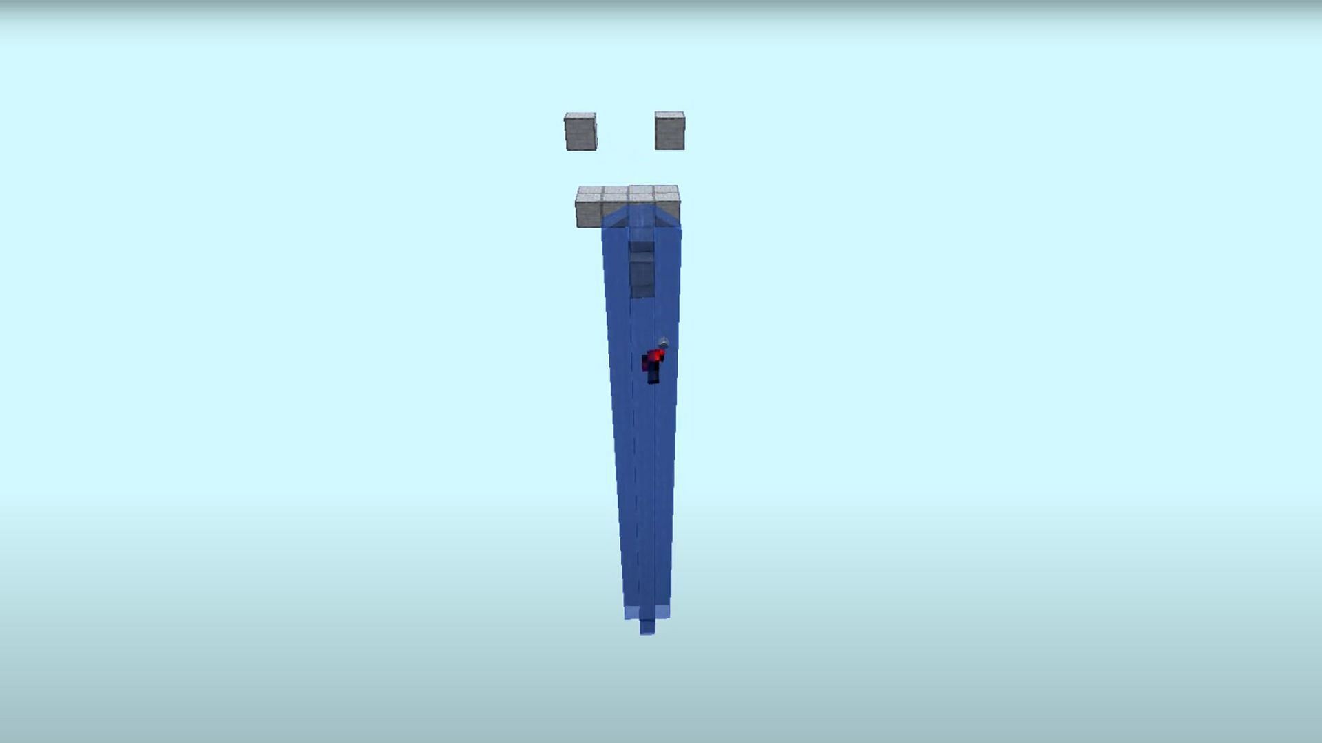 Using a water column to swim and place the blocks (Image via Mojang Studios)