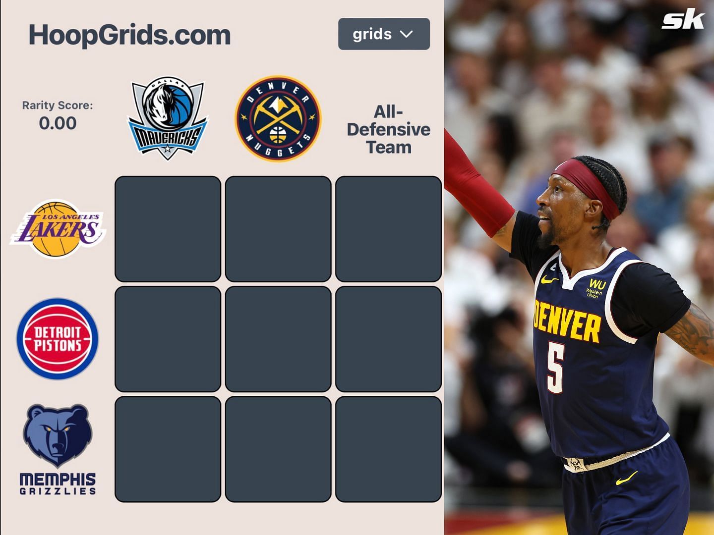 Which Nuggets stars also played for the Lakers and the Pistons? NBA HoopGrids answers for July 17