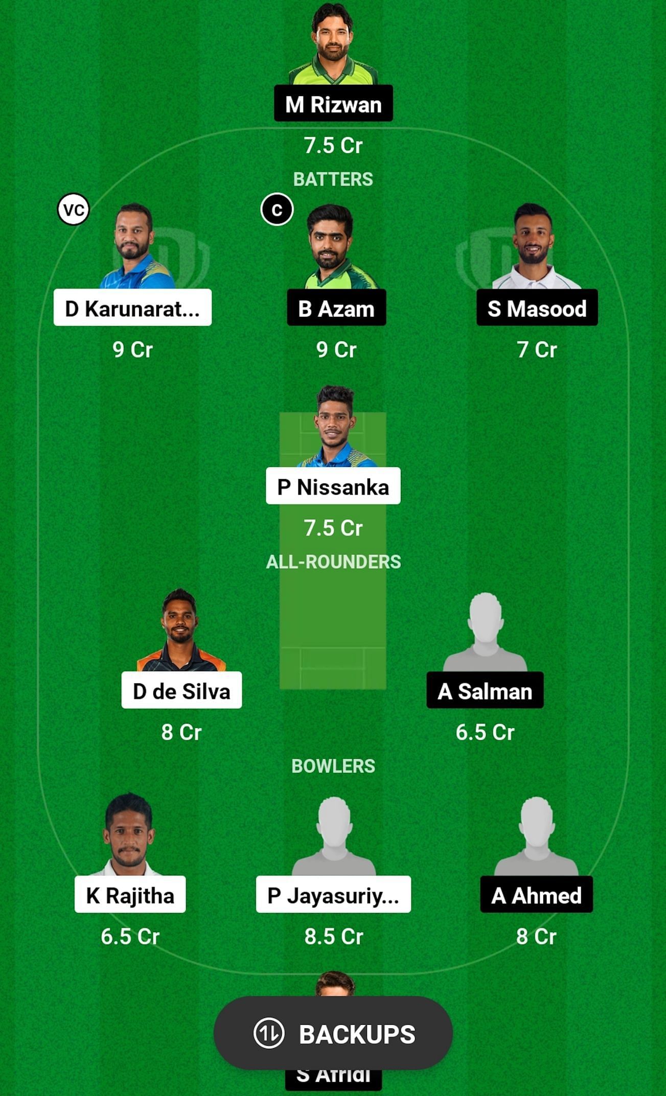 SL vs PAK Dream11 Prediction, 1st Test, Head-to-head Team