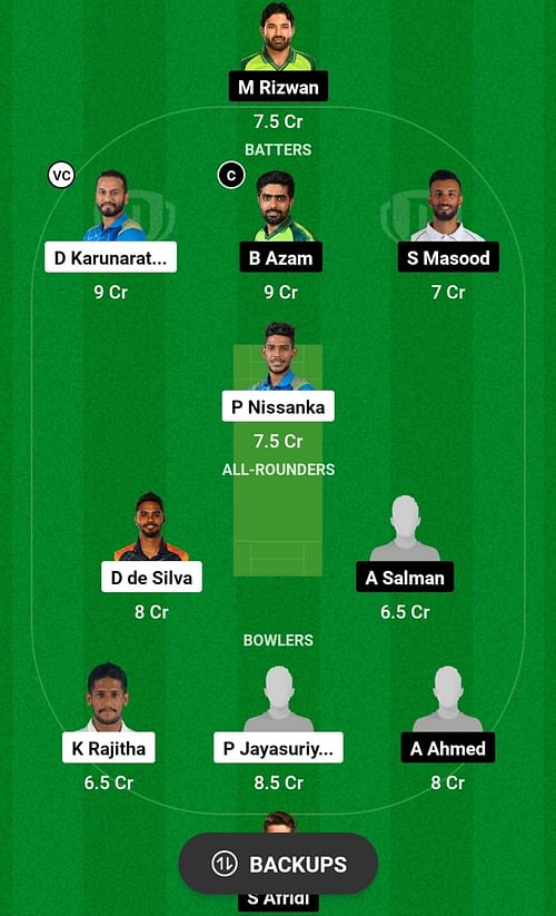 SL vs PAK Dream11 Prediction, 1st Test, Head-to-head Team