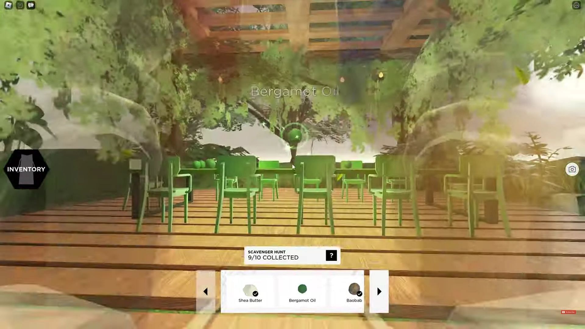 Bergamot Oil floating above the green table (Image via Conor3D/YouTube)