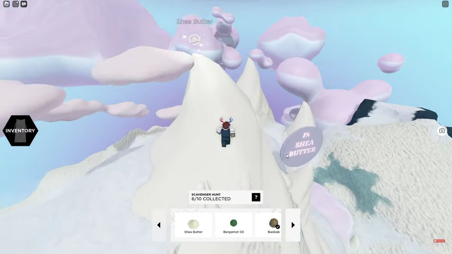 The seventh ingredient on the mountain top next to a cloud platform (Image via Conor3D/YouTube)
