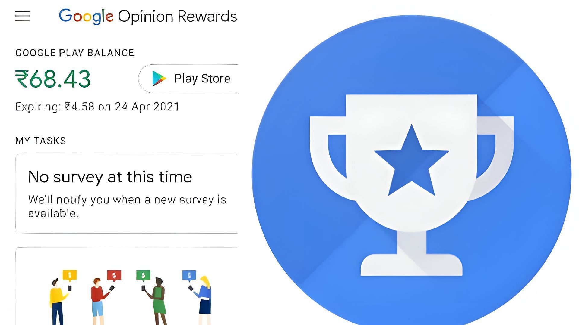 use Google Opinion Rewards winnigs to get free UC (Image via Google)