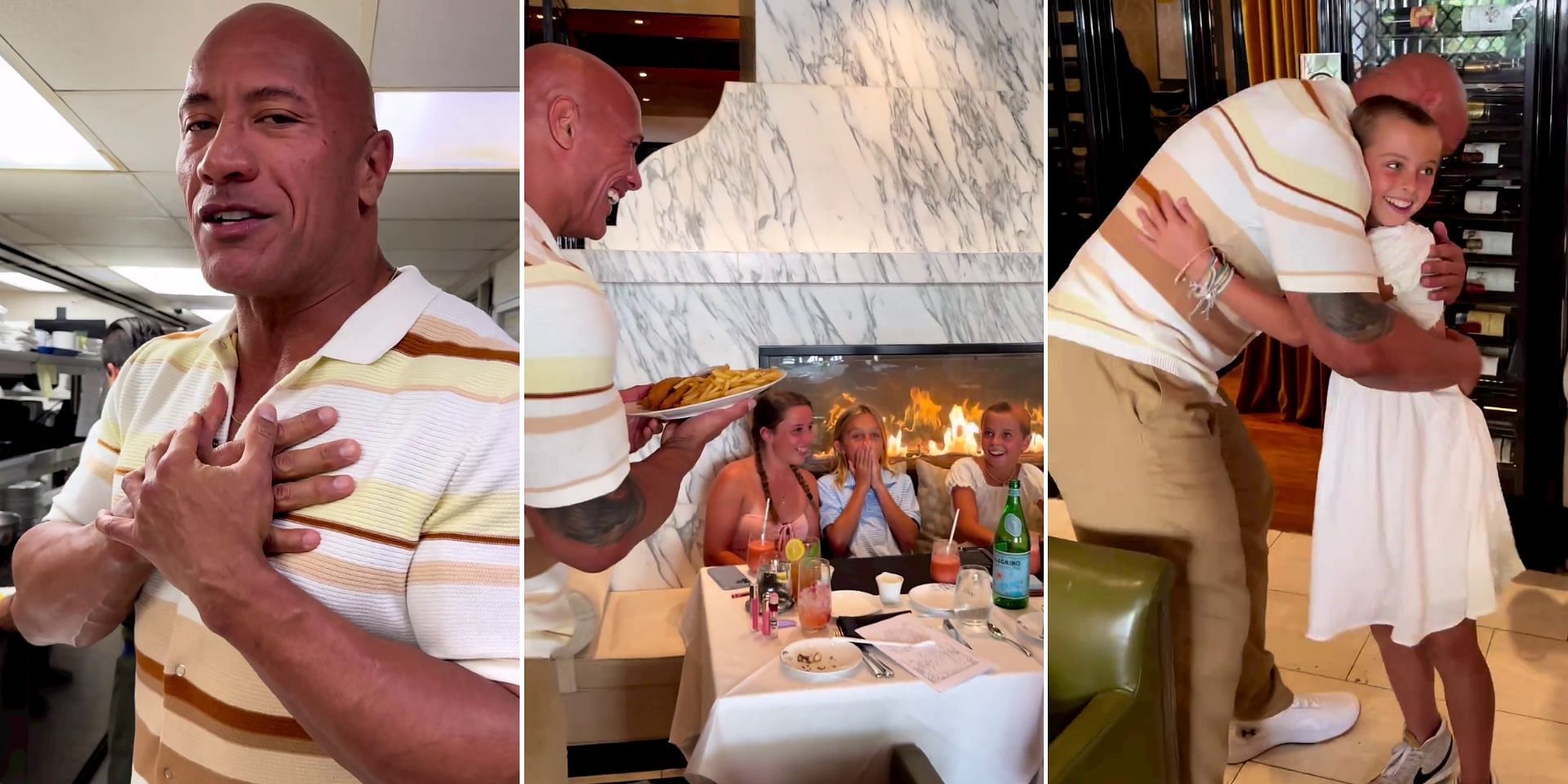 The Rock surprised a young fan as a waiter
