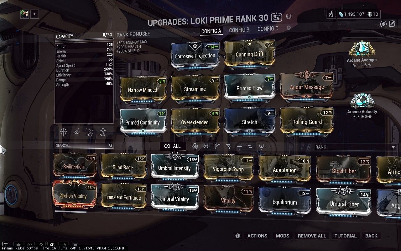 Sample Loki build in Warframe for easily doing stealth scans (Image via Digital Extremes)