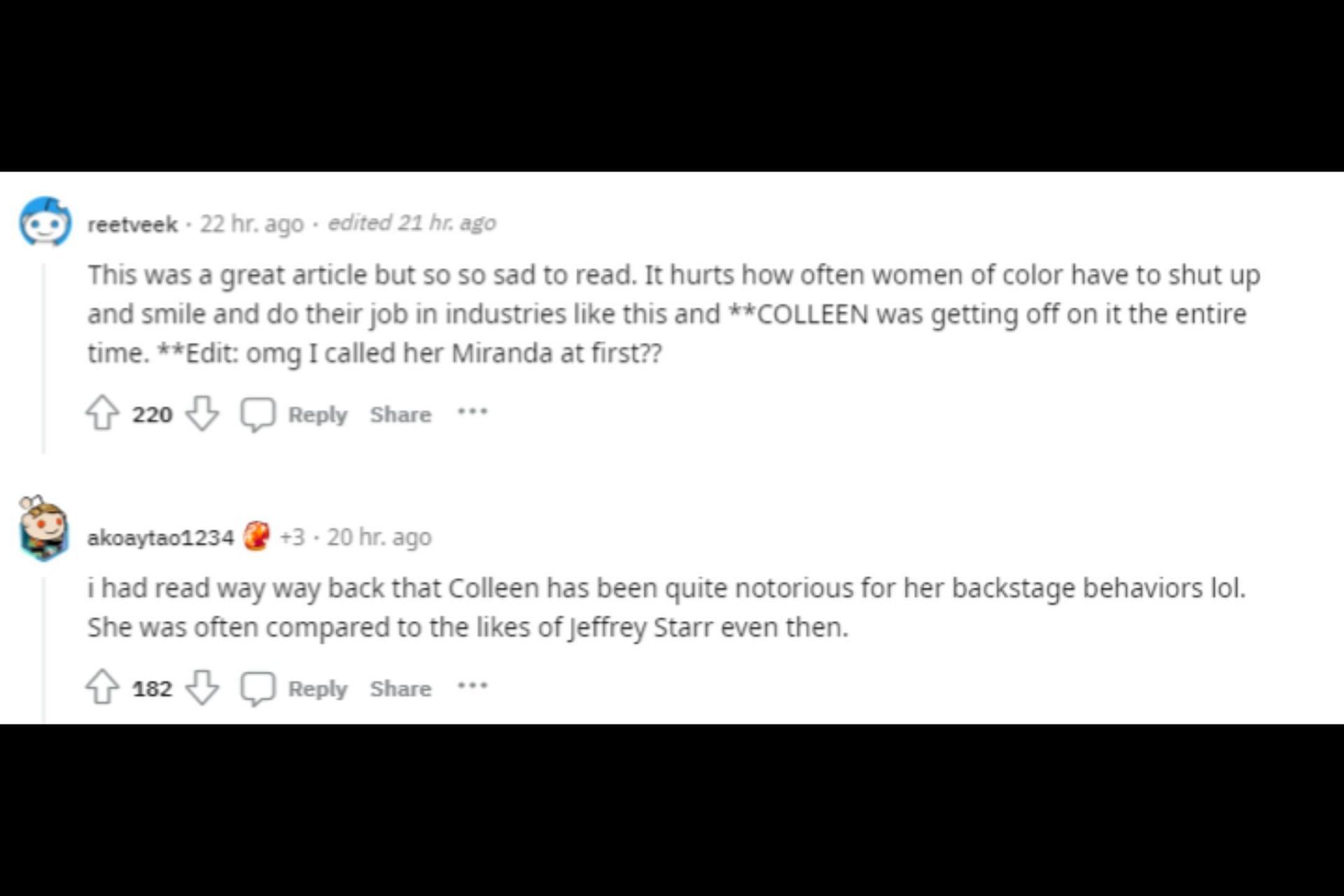 Netizens slams Colleen Ballinger for being racist. (Image via Reddit/@u/peperci)