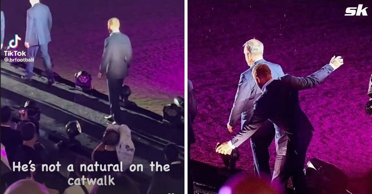 David Beckham almost fell after slipping 