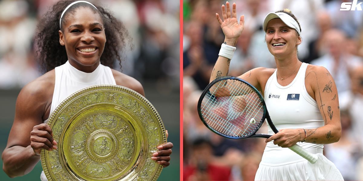 Serena Williams (L) and Marketa Vondrousova (R)