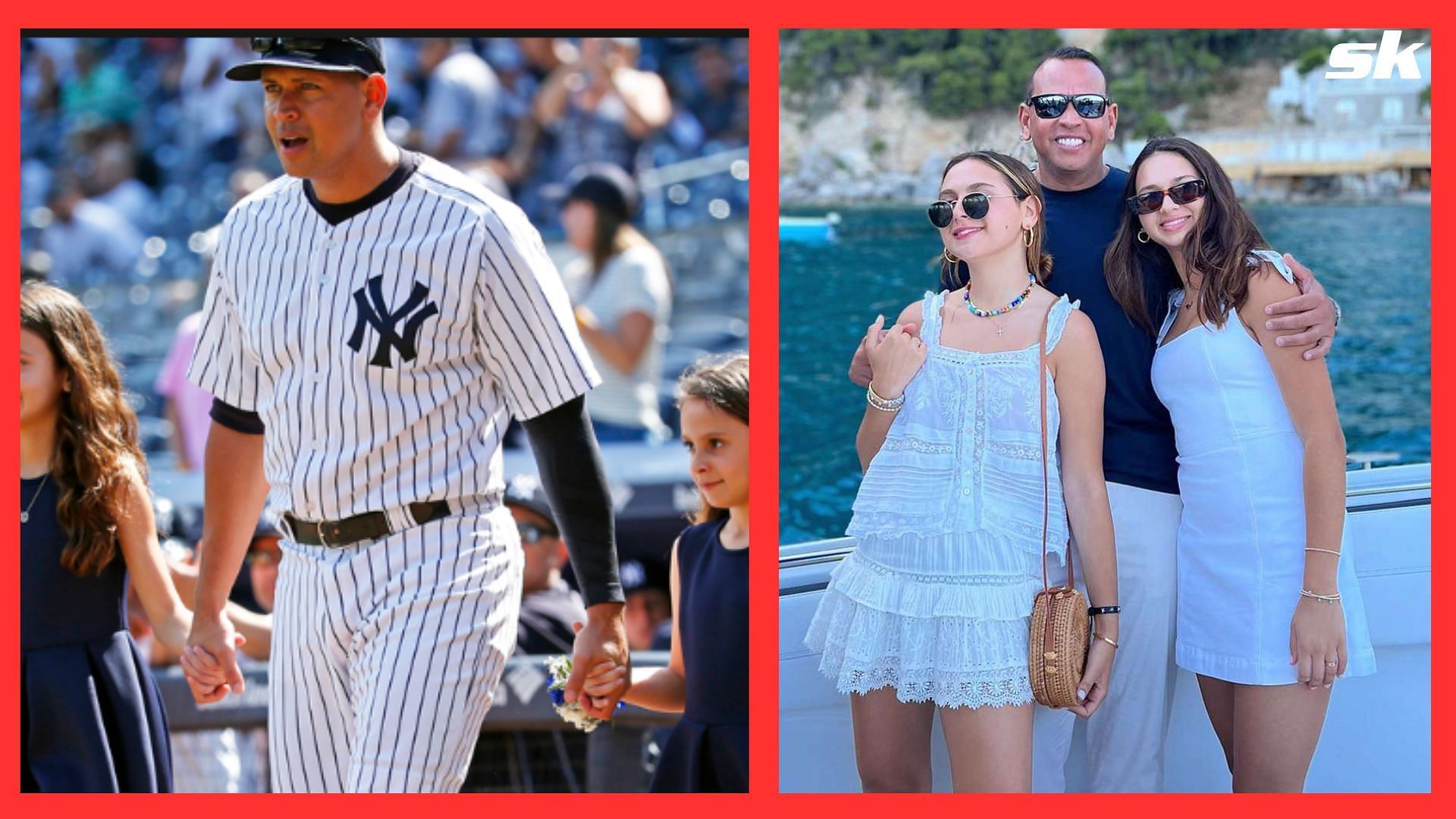 Alex Rodriguez with his daughters