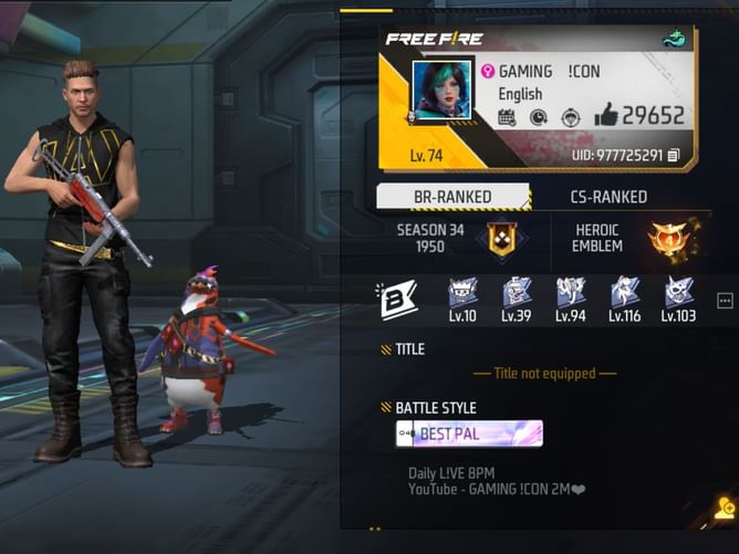 Gaming iCON's Free Fire ID, stats, rank, guild, and more