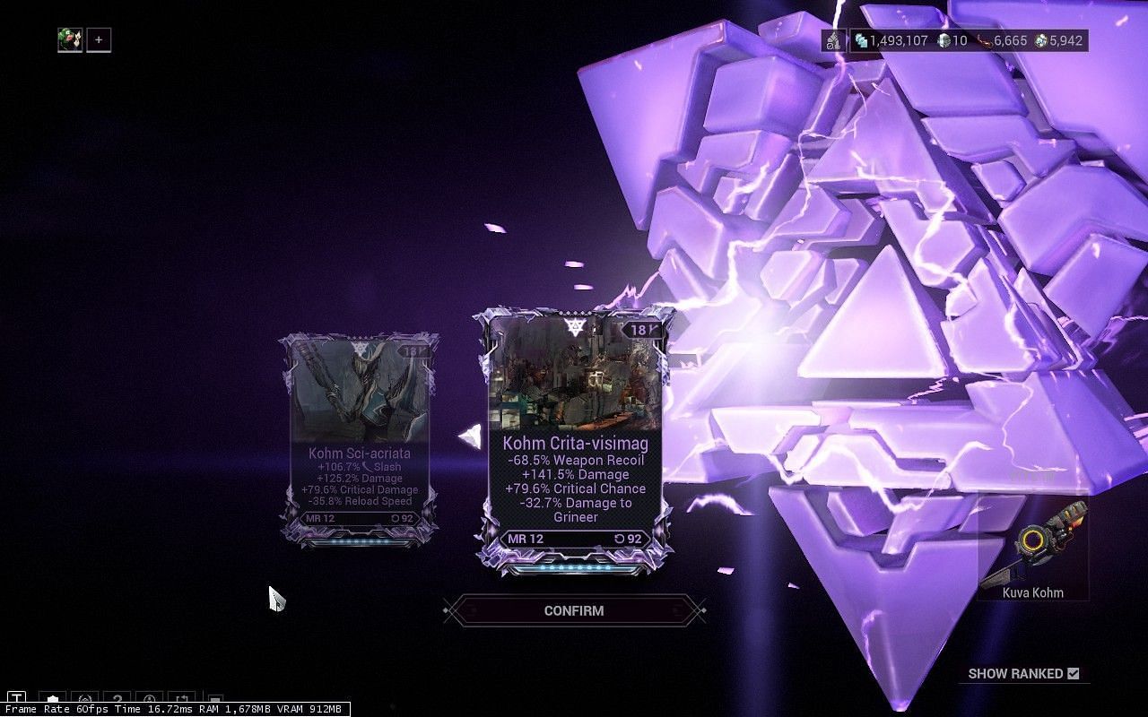 Rivens in Warframe can be rolled only with Kuva (Image via Digital Extremes)