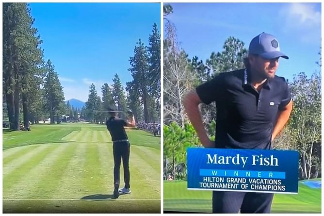 Watch: Audience member distracts Mardy Fish by yelling during his backswing on 18 at 2023 Lake Tahoe Celebrity Golf Tournament