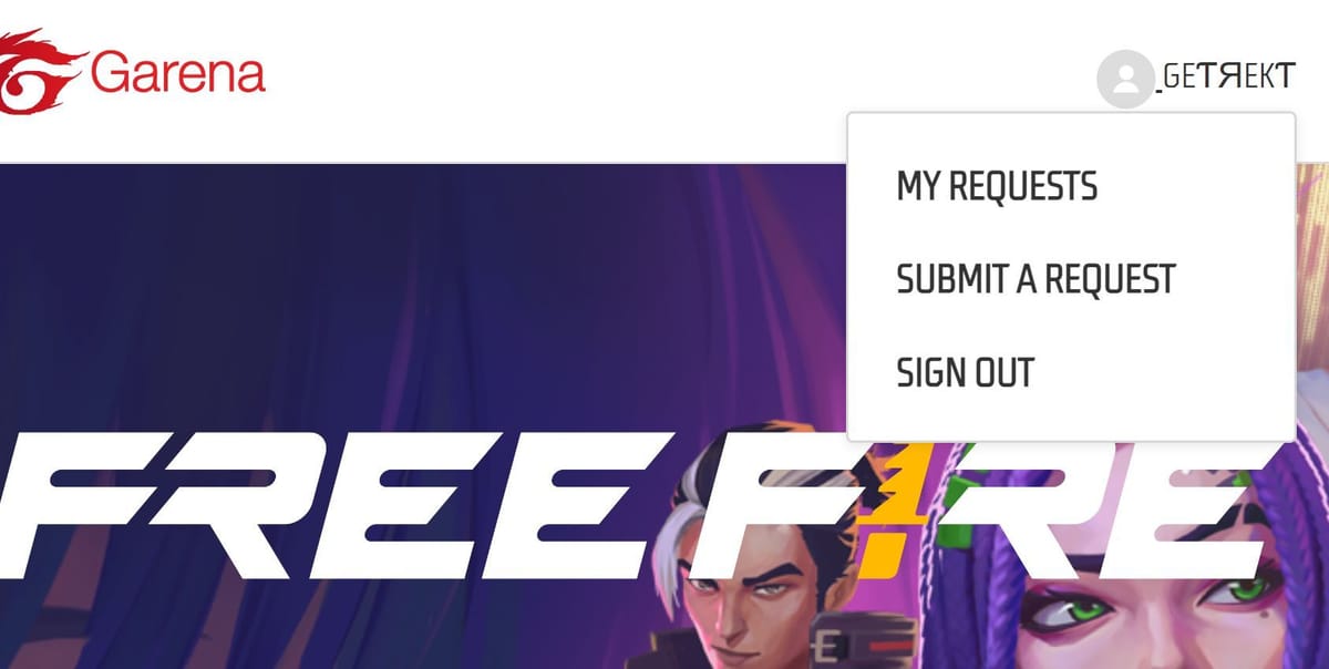 Free Fire help center How to submit a new request in July 2023