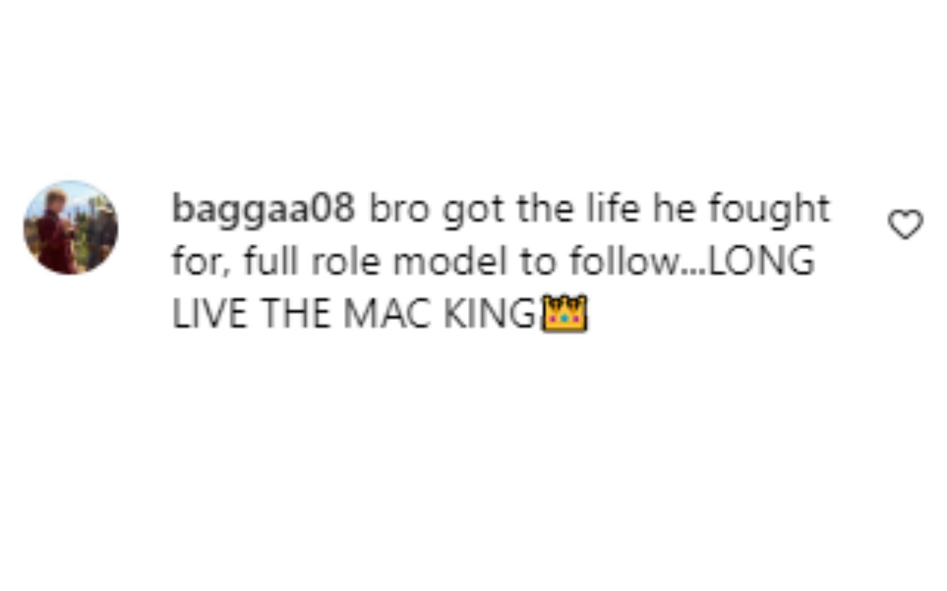 A fan called McGregor his role model in an Instagram post