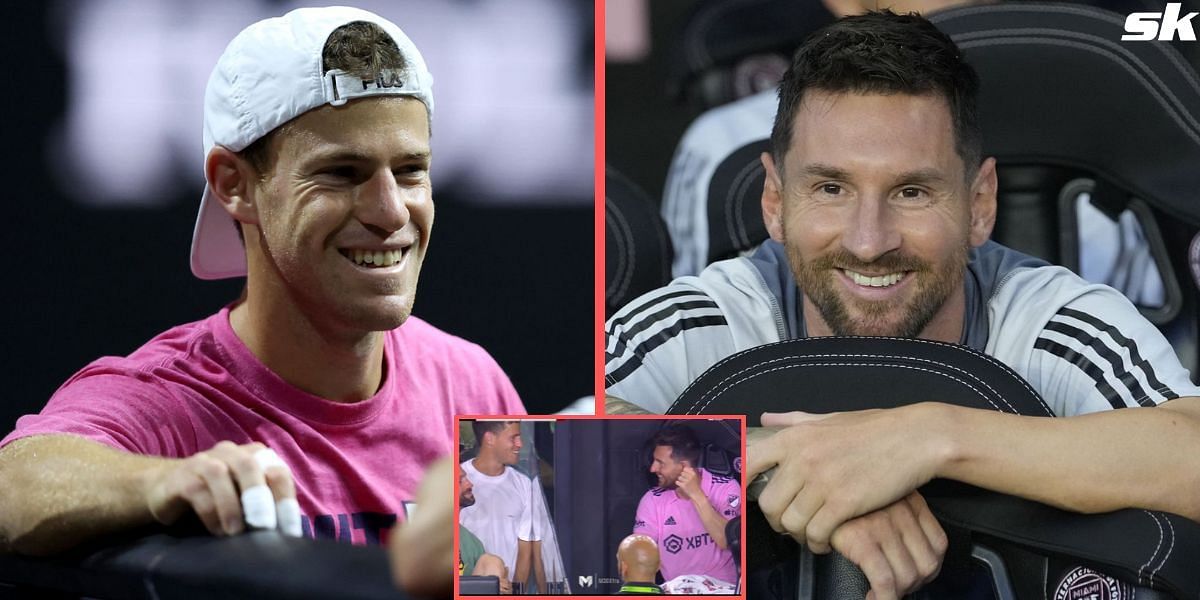 Diego Schwartzman caught up with Lionel Messi during Inter Miami vs Atlanta United match