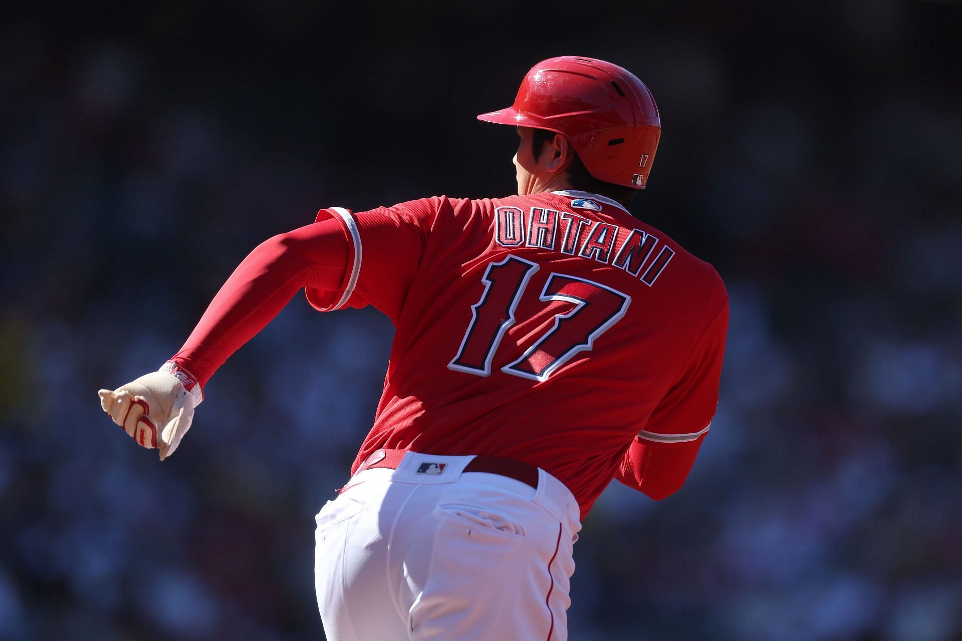 Shohei Ohtani of the Los Angeles Angels leads off against the New York Yankees at Angel Stadium