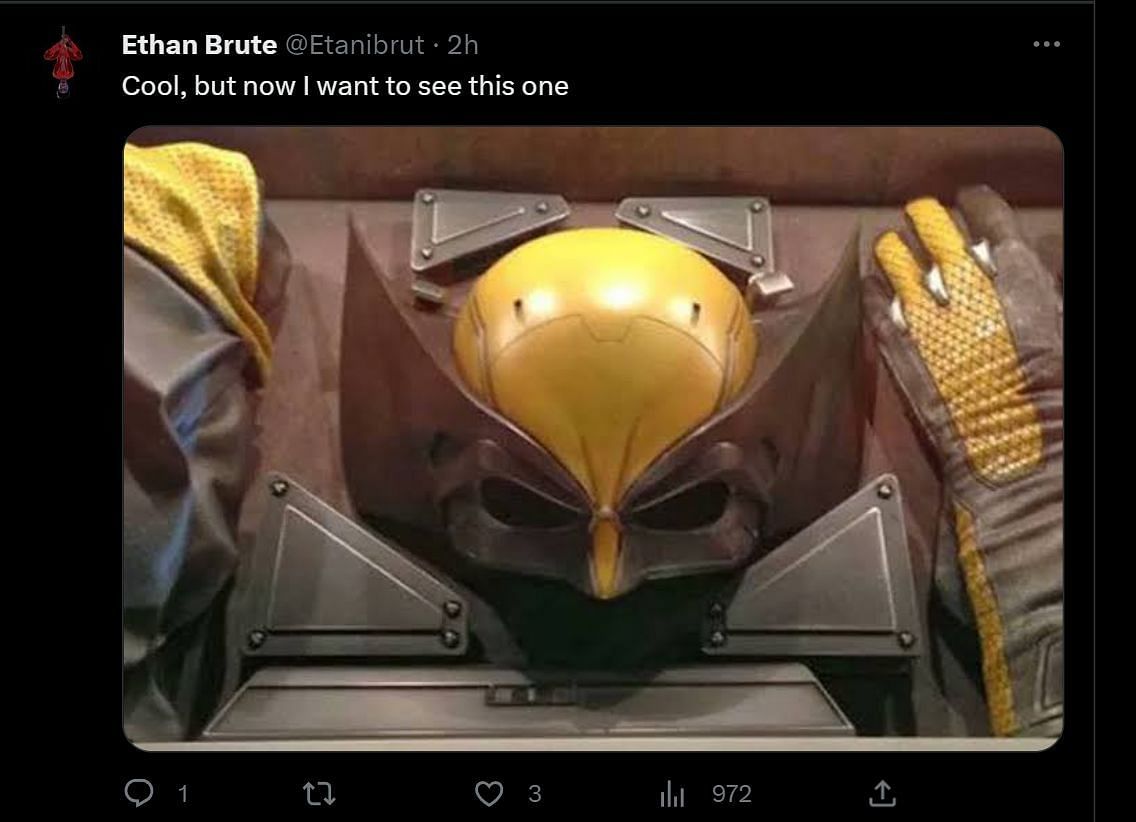 A tweet reply to Discussing Film&#039;s post about the new Deadpool suit (Image via Twitter)