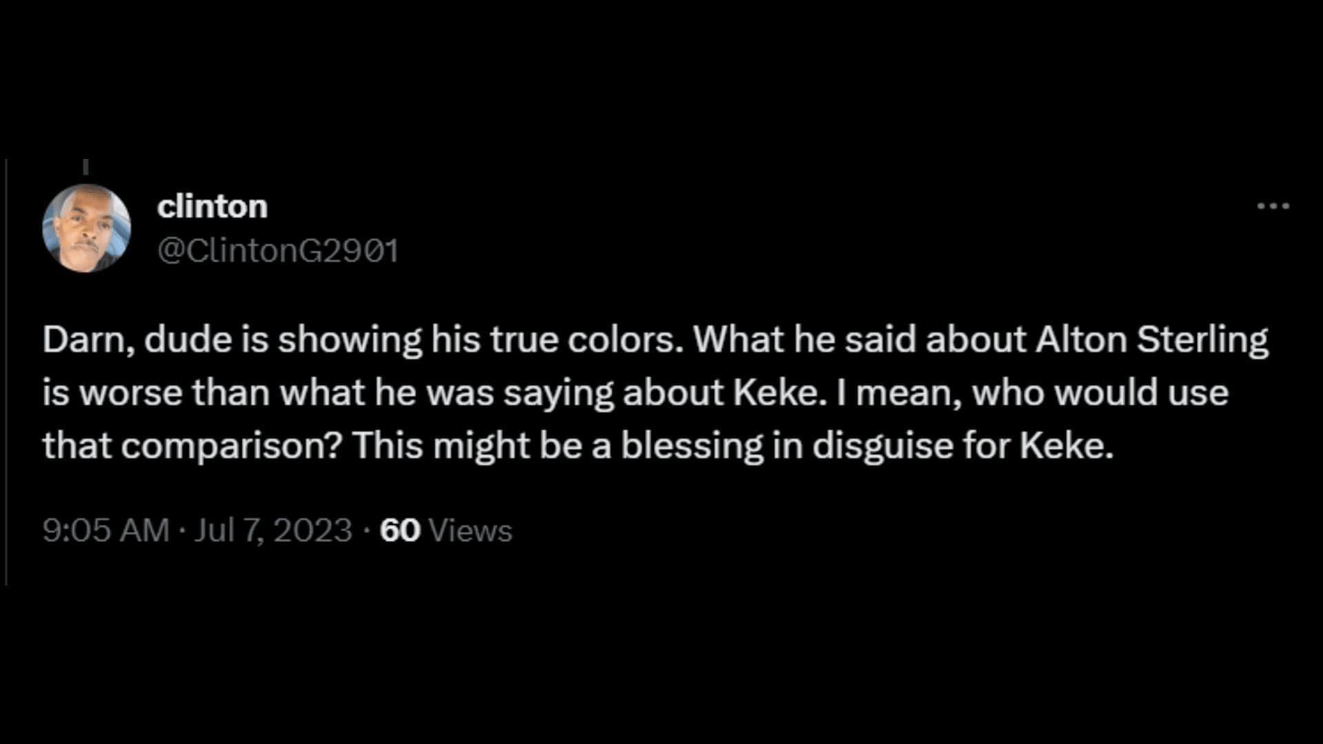 A Twitter user criticizing Jackson. (Image via Twitter/clinton)