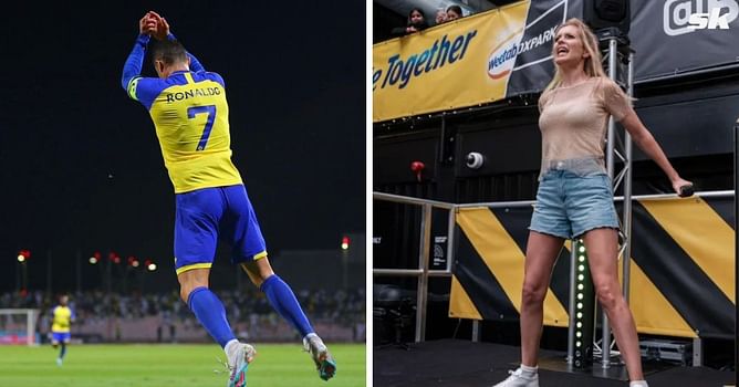 Manchester United fan and TV star Rachel Riley sets world record by copying Cristiano Ronaldo and Lionel Messi goal celebrations
