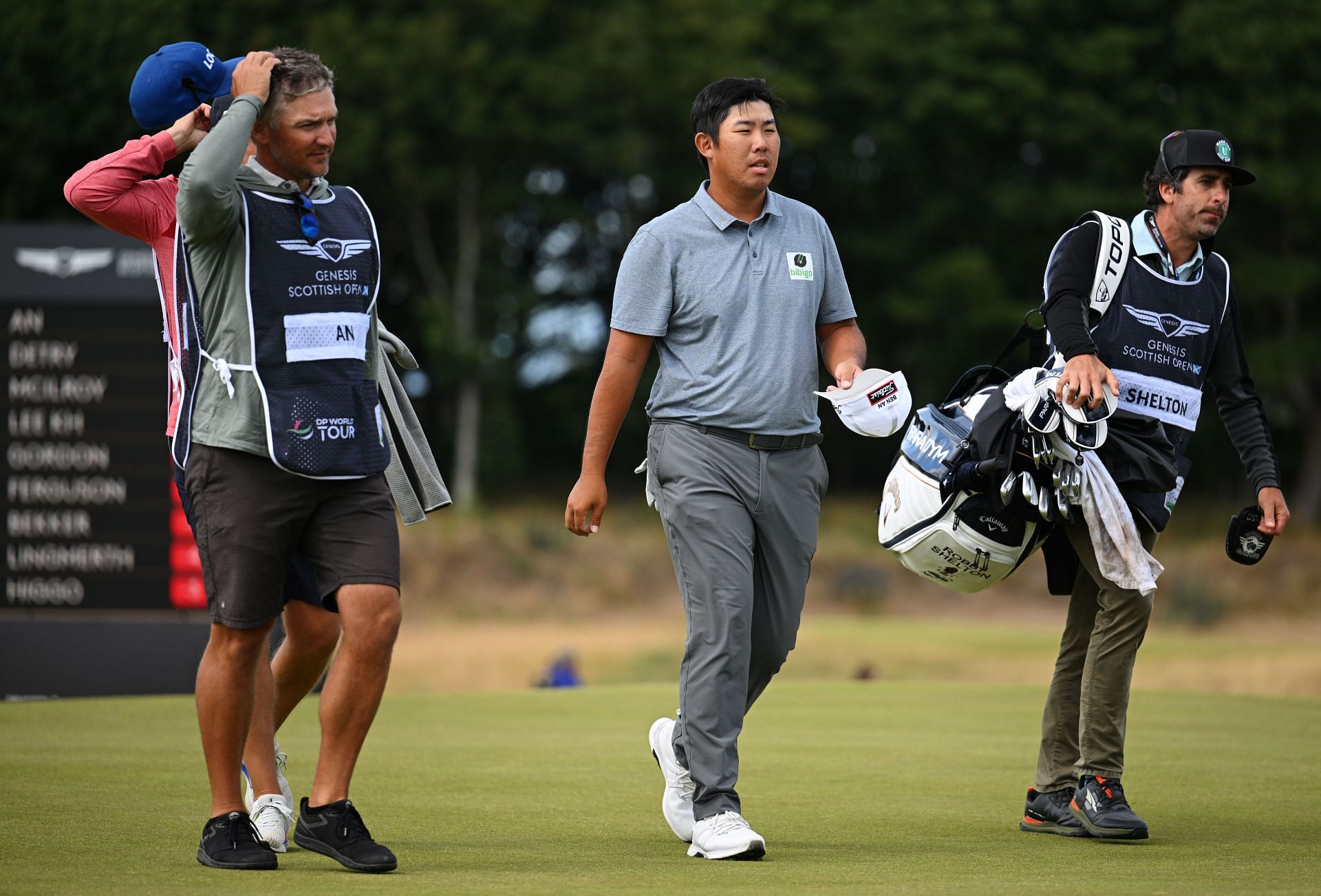 Byeong Hun An of South Korea walks off the 9th green during Day One of the Genesis Scottish Open at The Renaissance Club