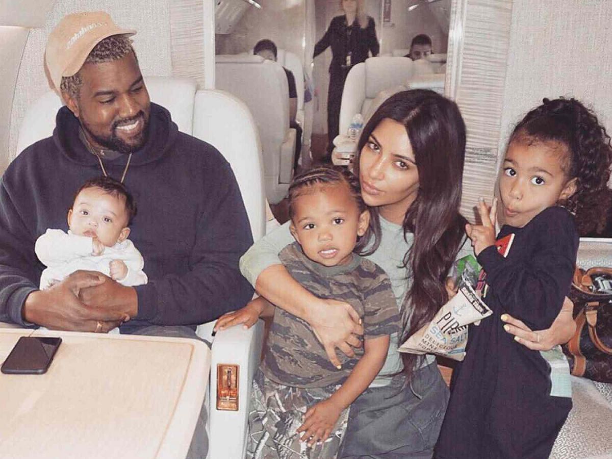 Kim Kardashian and Kanye West with their children (Image via Kim Kardashian&#039;s Instagram)