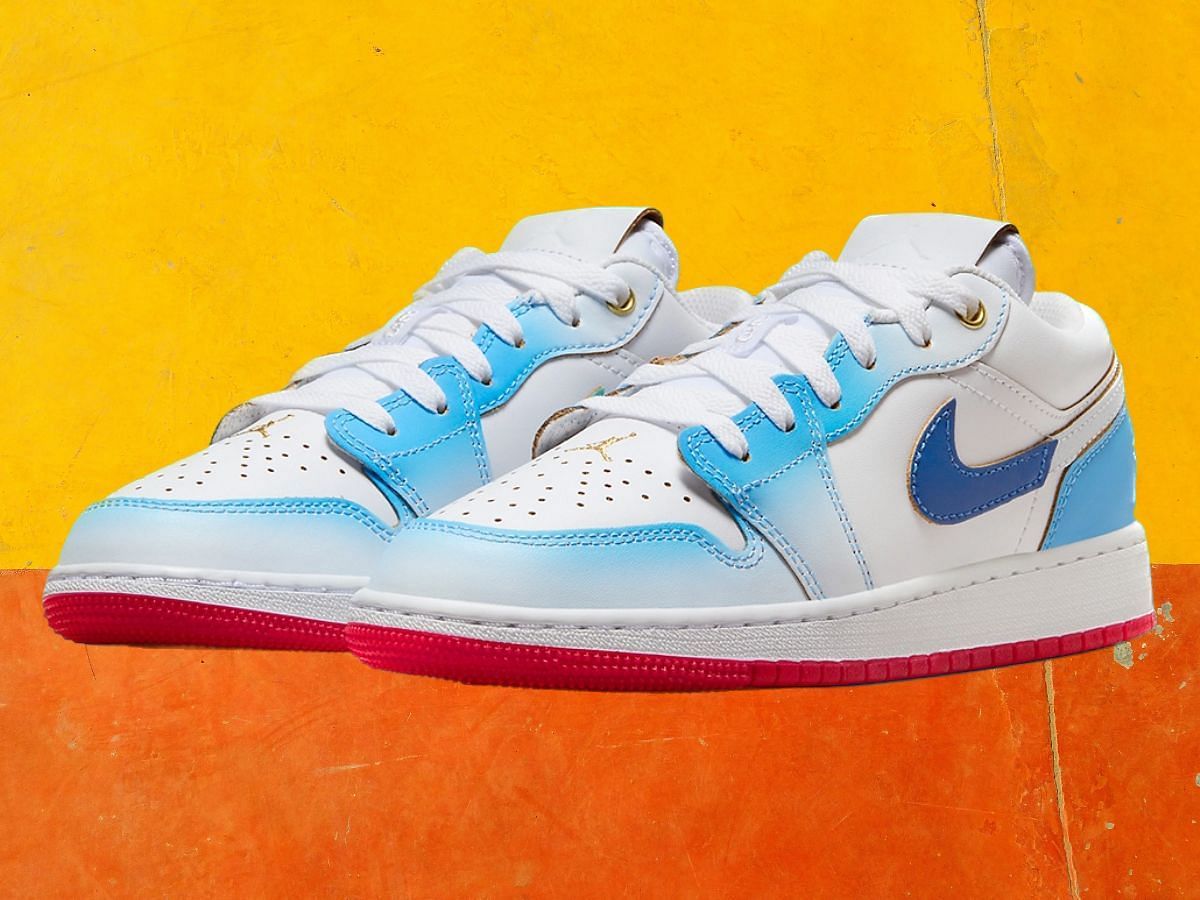 Air jordan 1 hot sale low blue and white