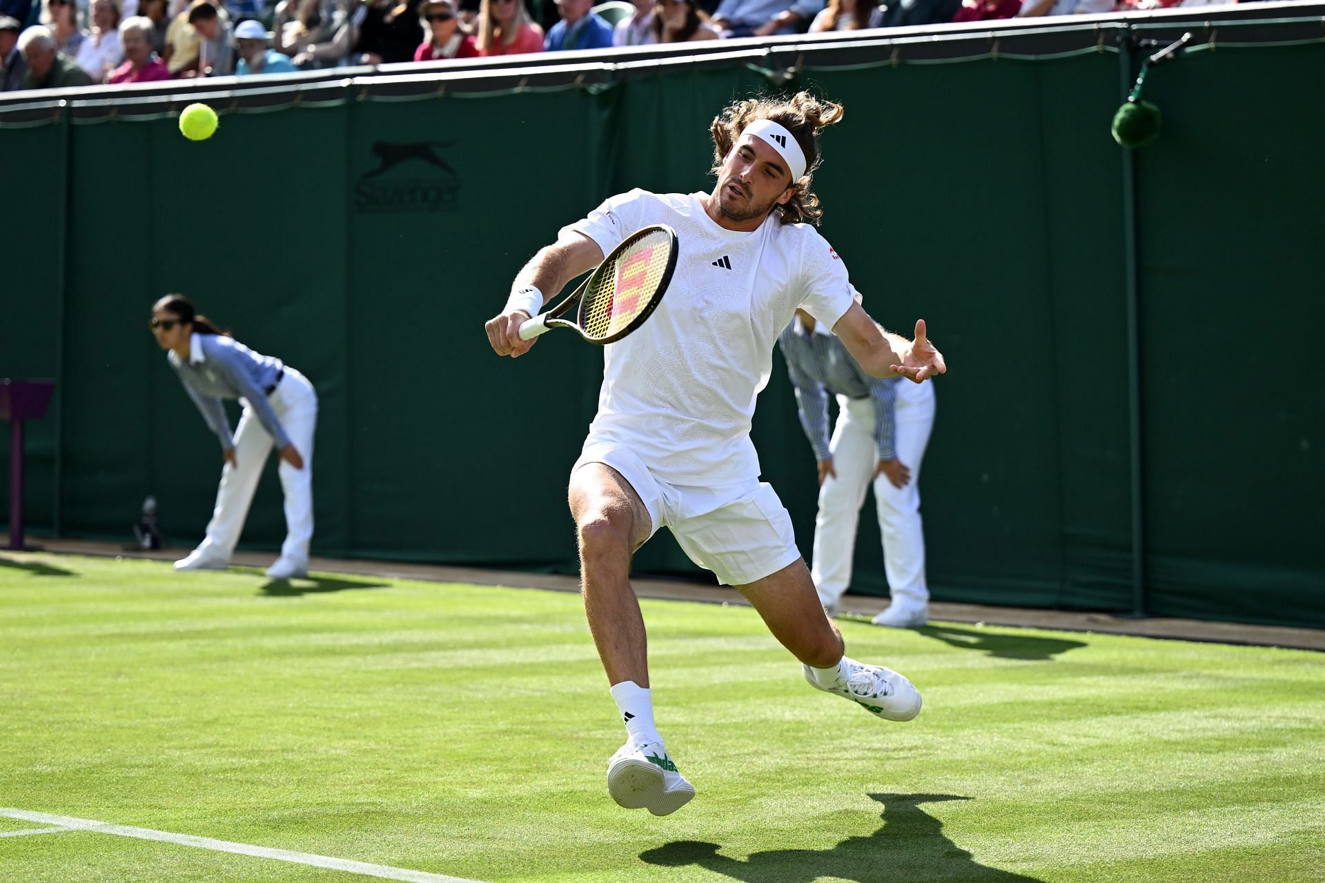 Stefanos Tsitsipas in action at Wimbledon 2023