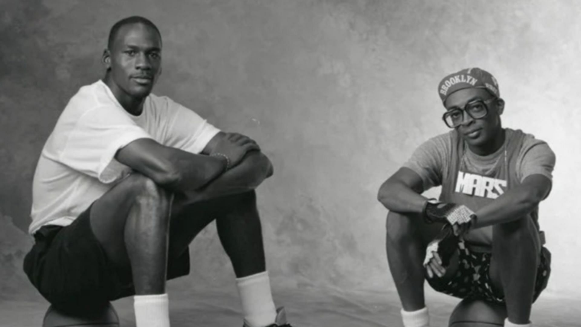 Michael Jordan and Spike Lee shooting the &quot;Air Jordan&quot; commercials [Source: Guy Sharma/LinkedIn]