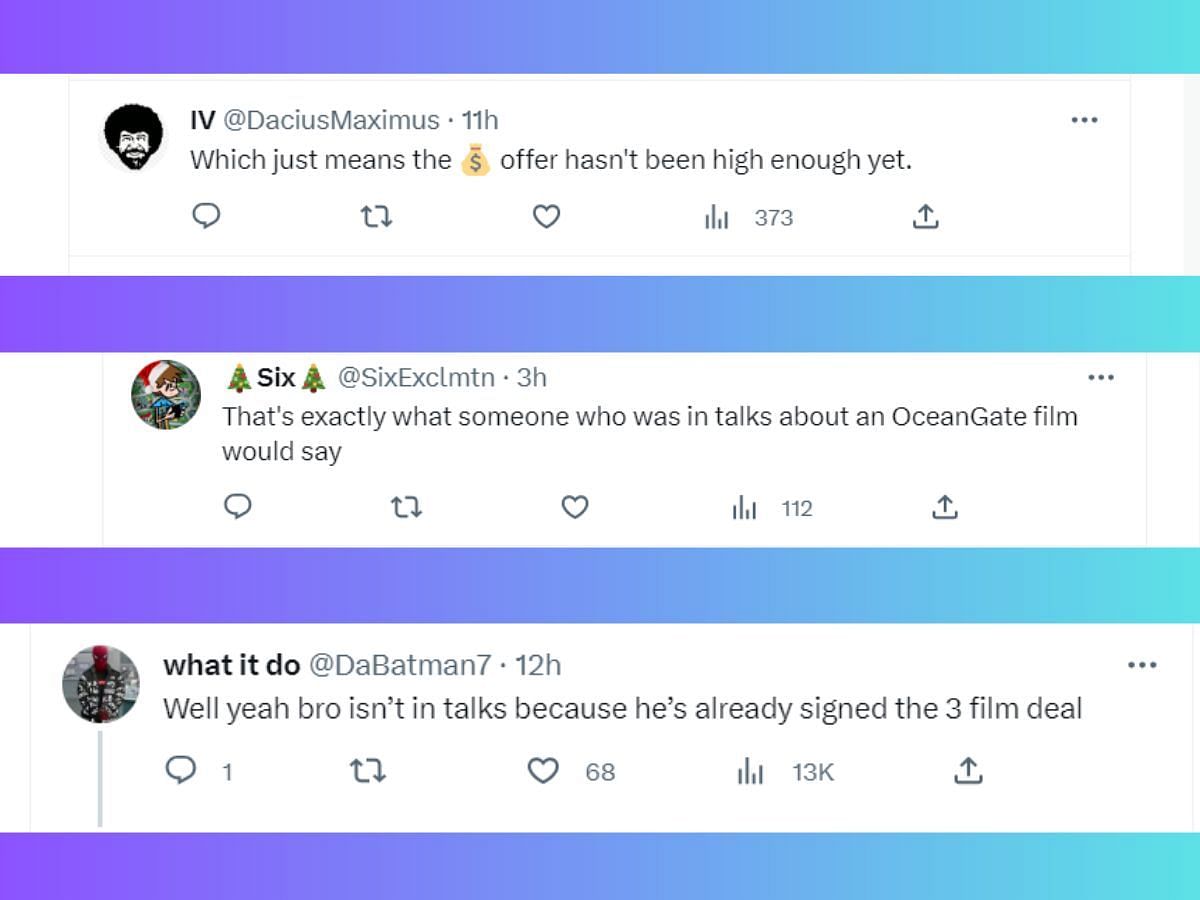 Stills of fan tweets in response to the news shared by Discussing Film (Images Via Twitter)