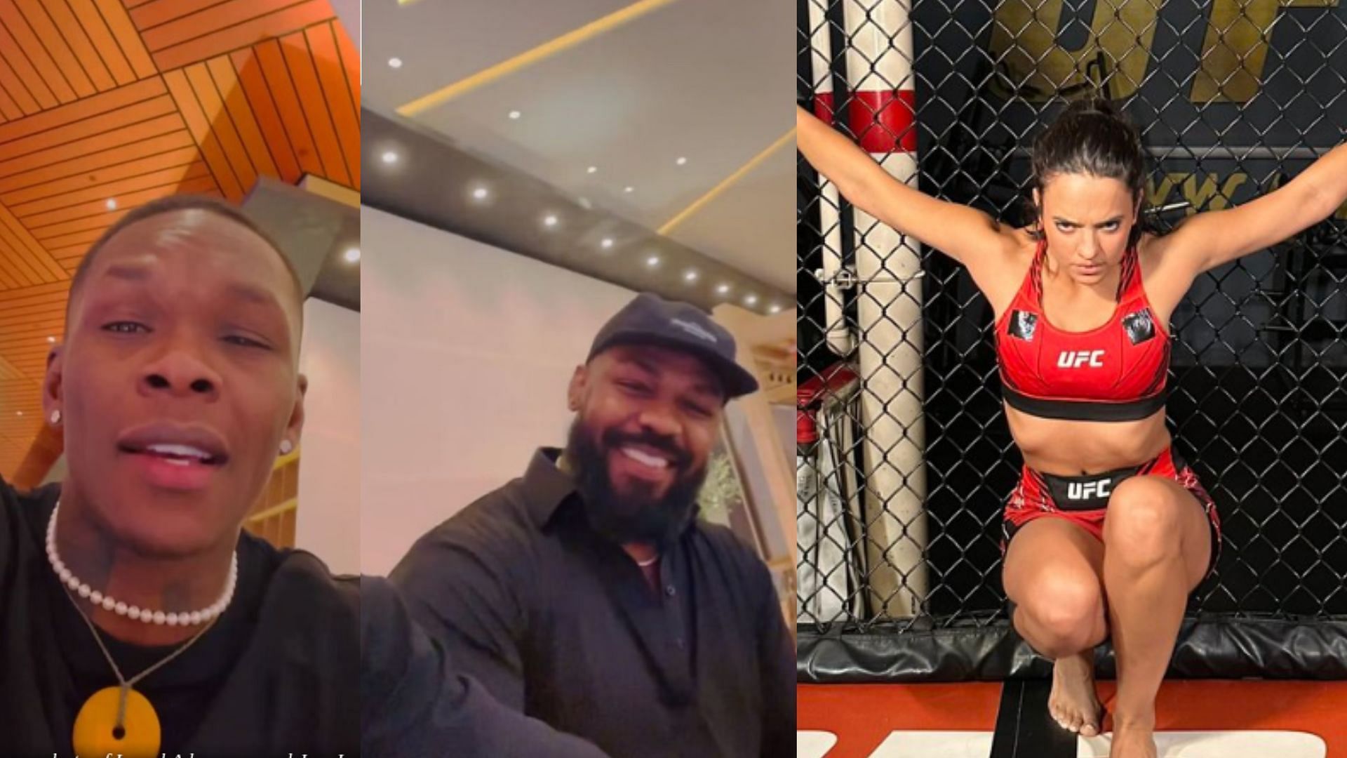 Israel Adesanya &amp; Jon Jones (left), Nina-Marie Daniele (right) [Images courtesy of @stylebender &amp; @ninamdrama on Twitter]