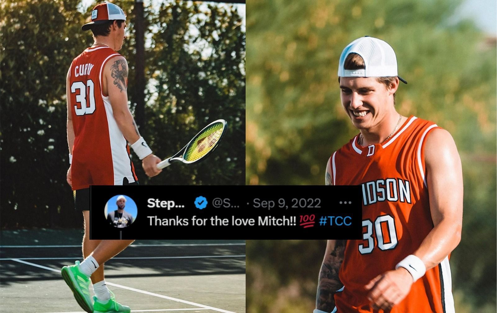When Mitch Marner rocked Steph Curry Davidson throwback jersey during a tennis session