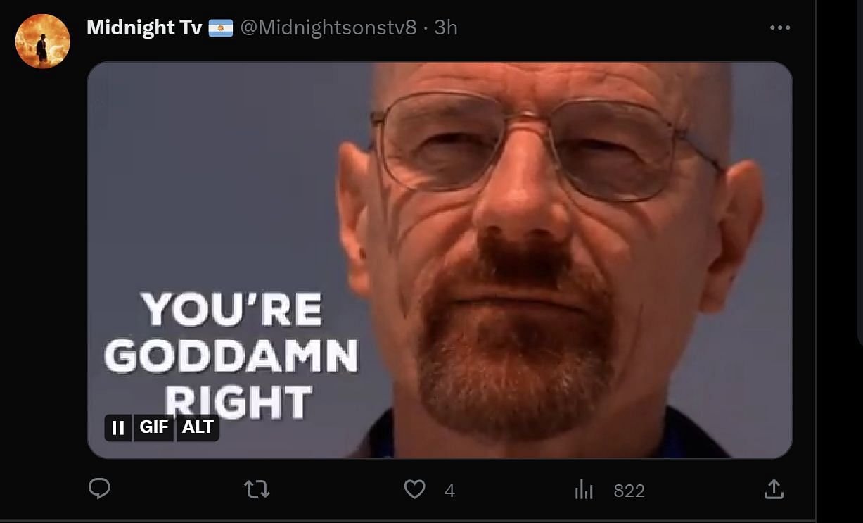 A tweet reply to DF&#039;s post about Cranston&#039;s speech (Image via Twitter)