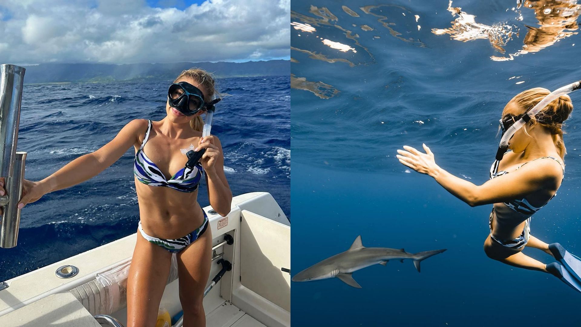 Gracie Hunts swims with shark for Shark Week. 