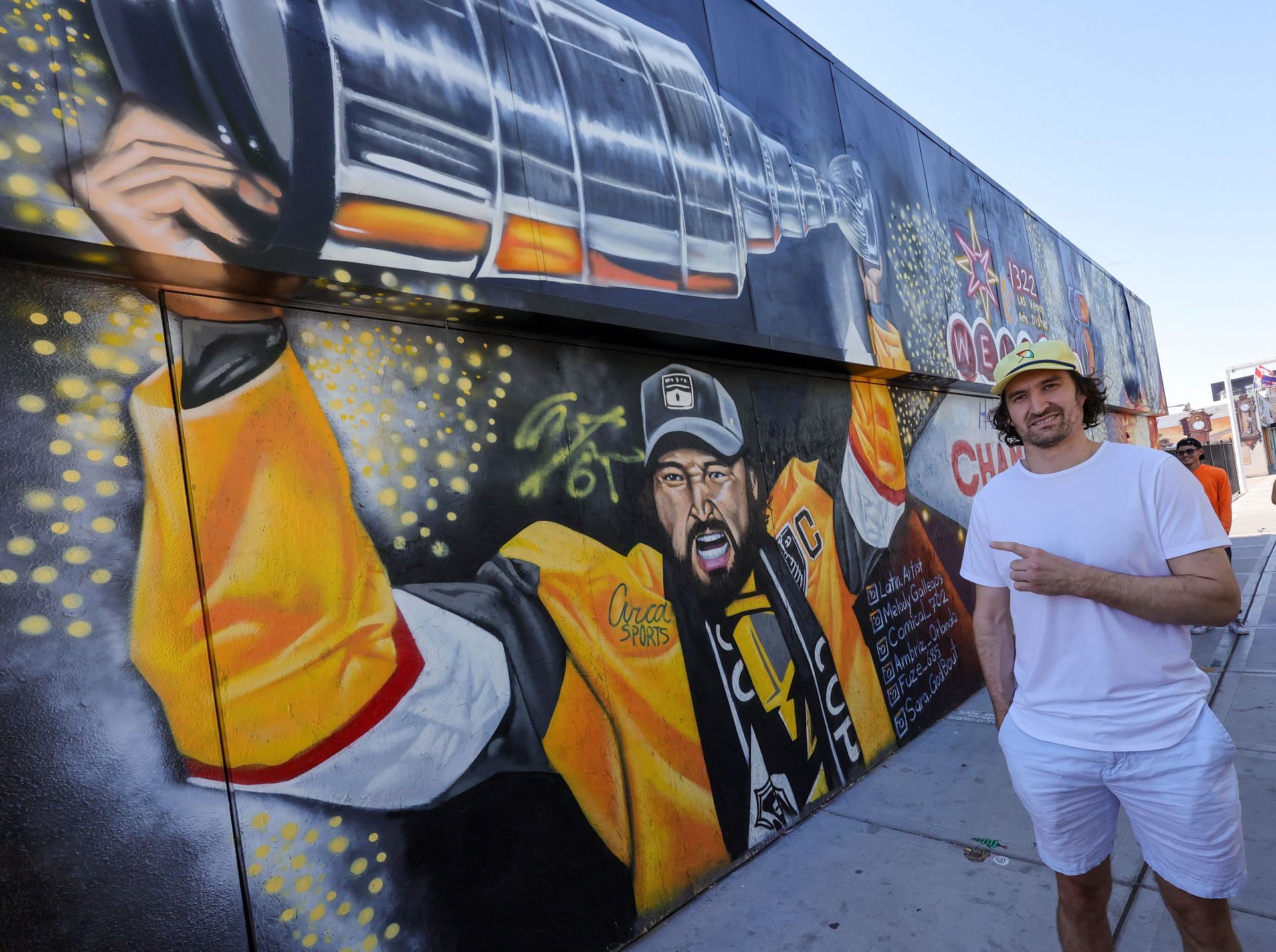  Golden Knights photocall with Mark Stone at Stanley Cup Victory Mural