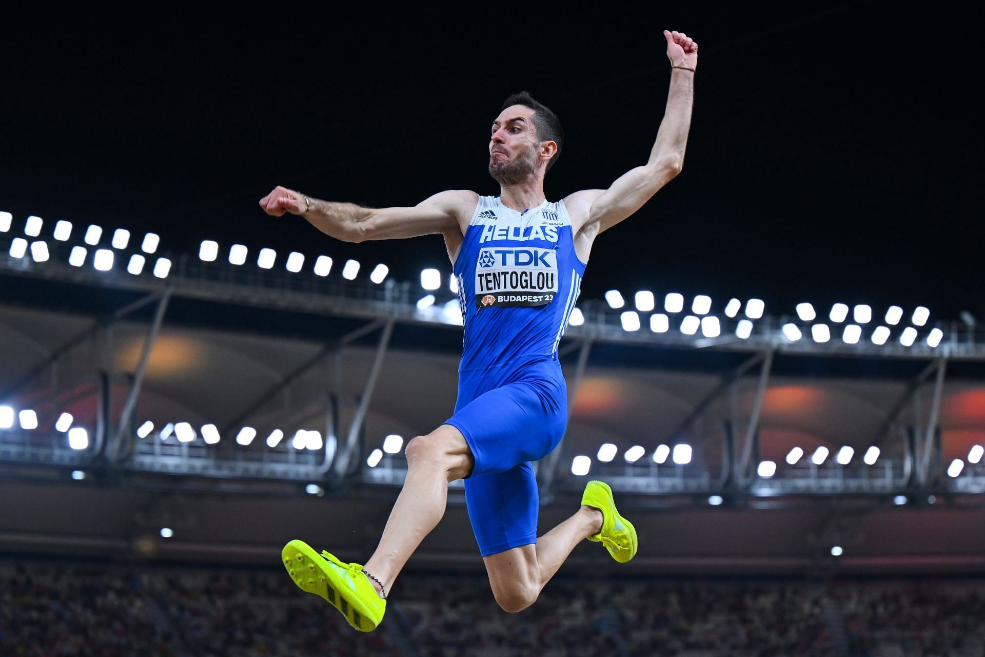 Miltiadis Tentoglou of Team Greece competes in the Men&#039;s Long Jump Final during Day 6 of the World Athletics Championships Budapest 2023