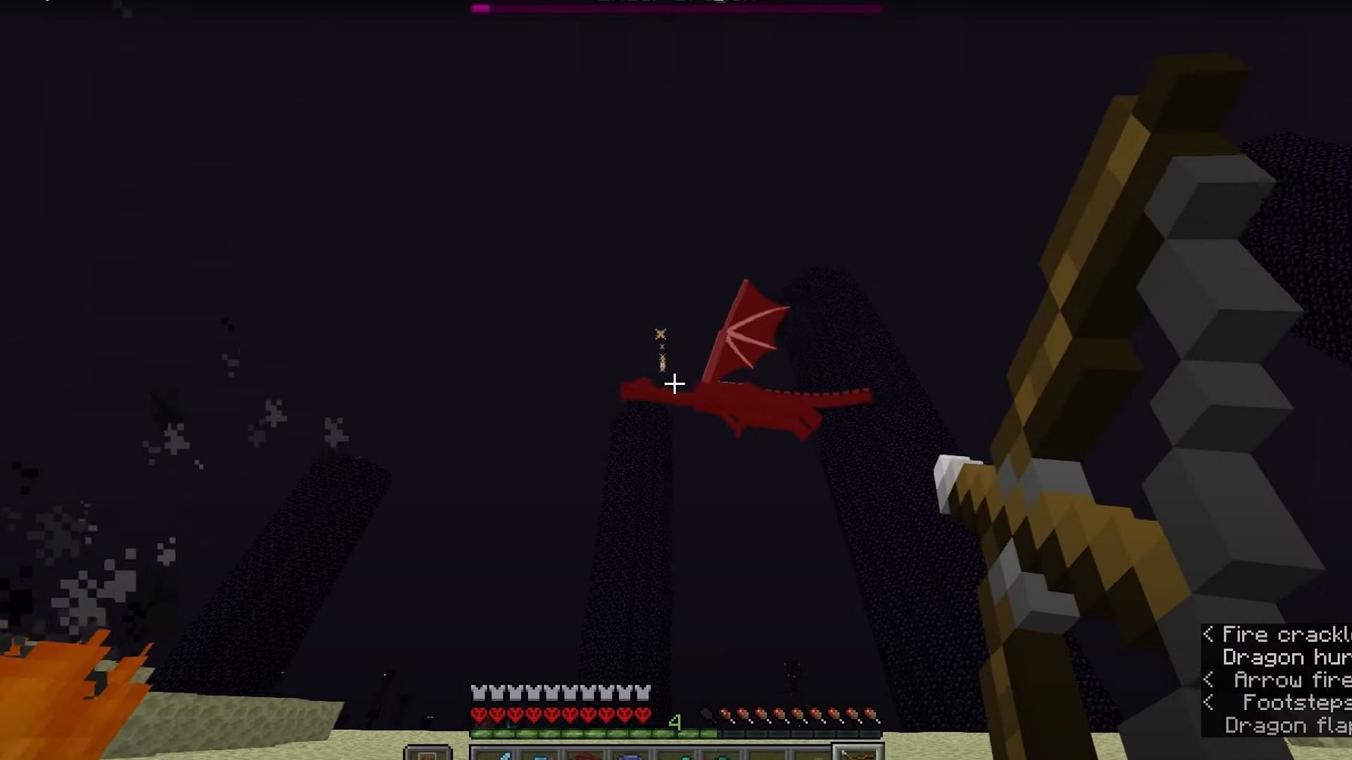 Defeating the Ender Dragon in Minecraft (Image via Mojang Studios)