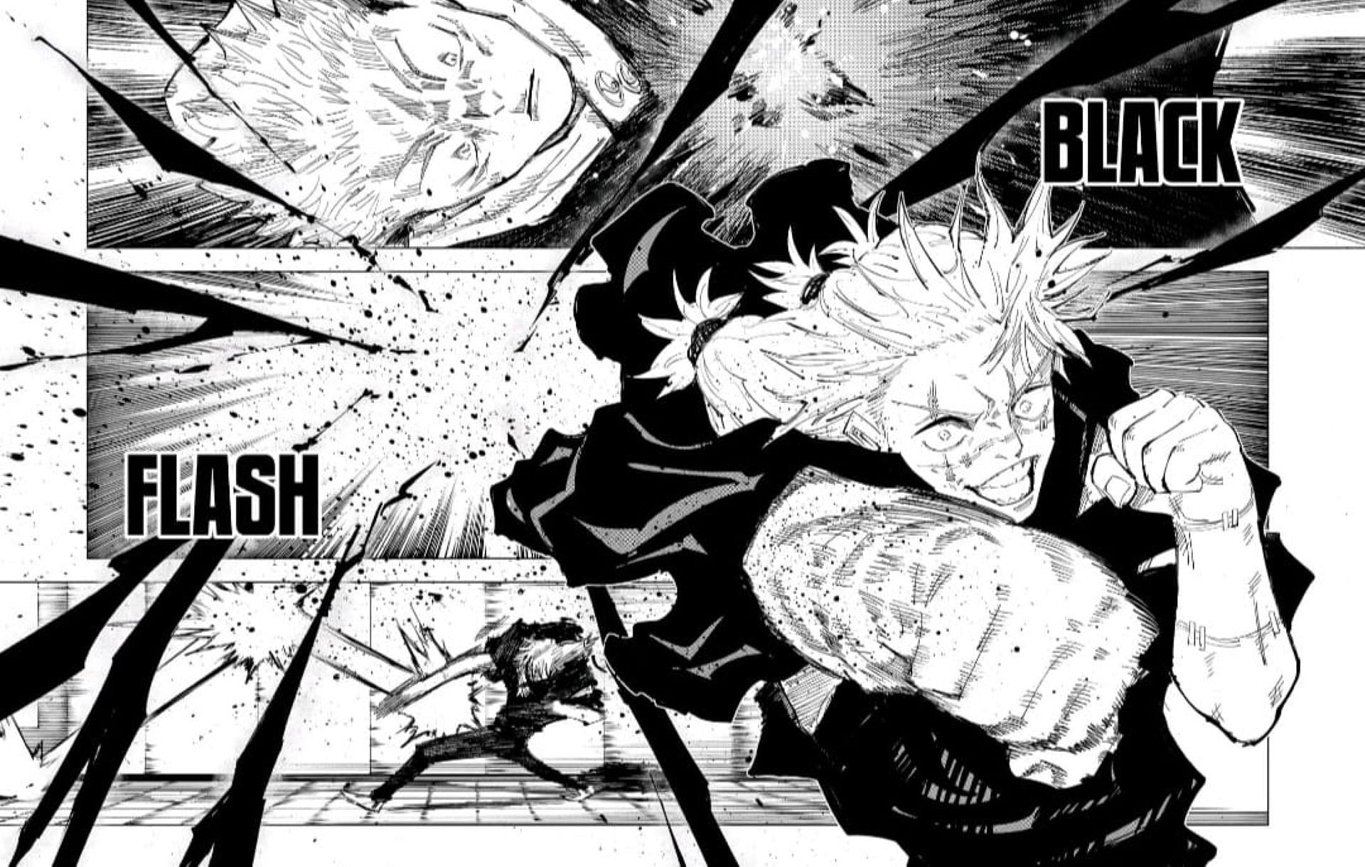 Mahito using Black Flash against Yuji (Image via Gege Akutami)