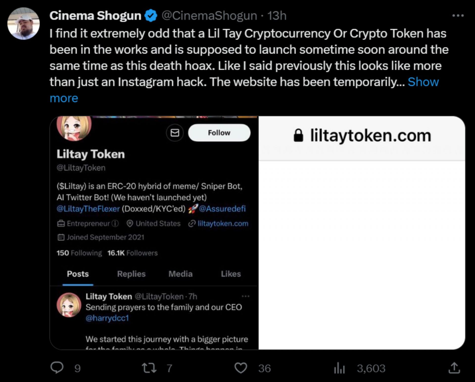 Shilling out a crypto scam is so her