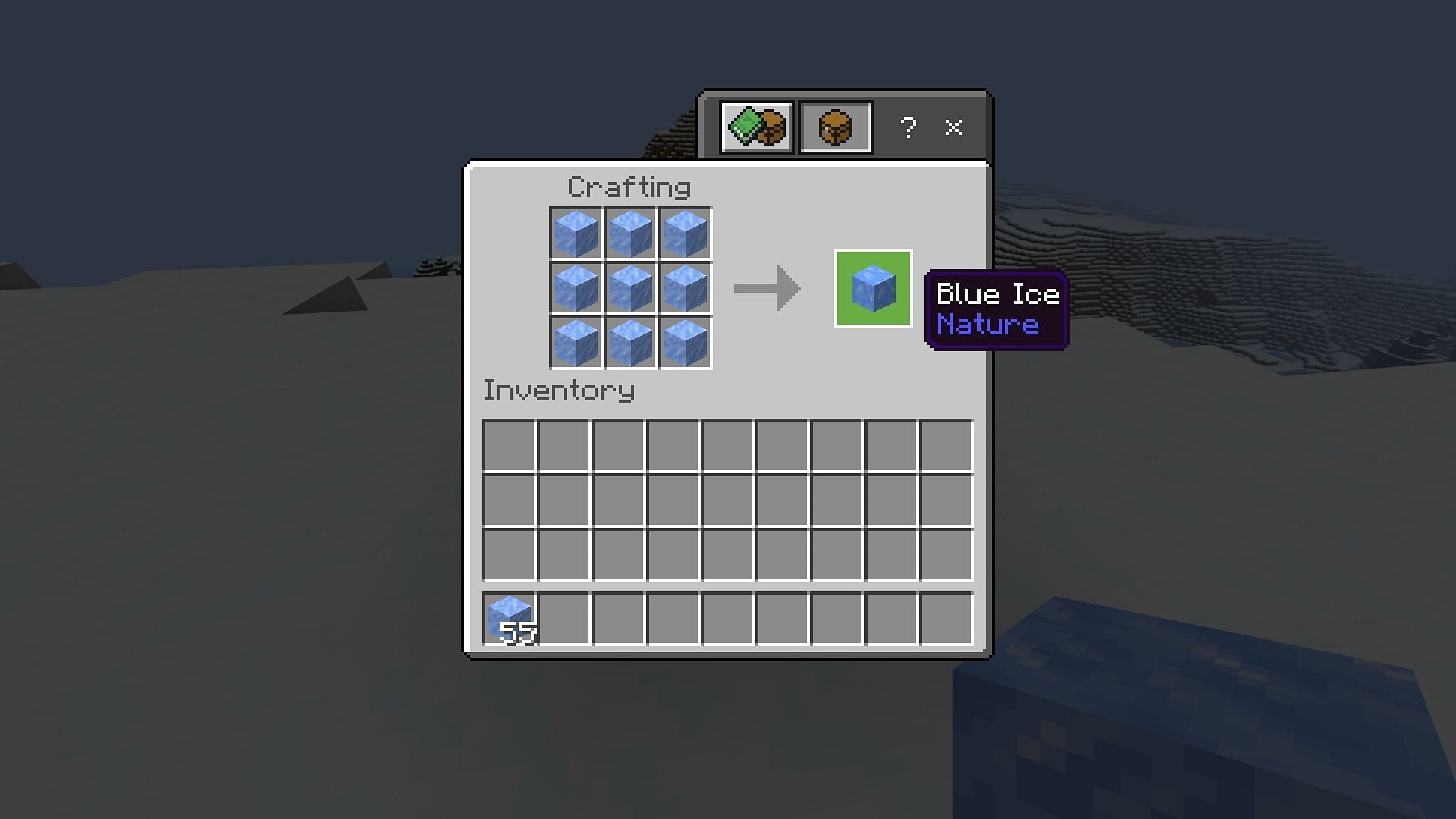Blue ice can be crafted using nine packed ice in Minecraft (Image via Mojang)