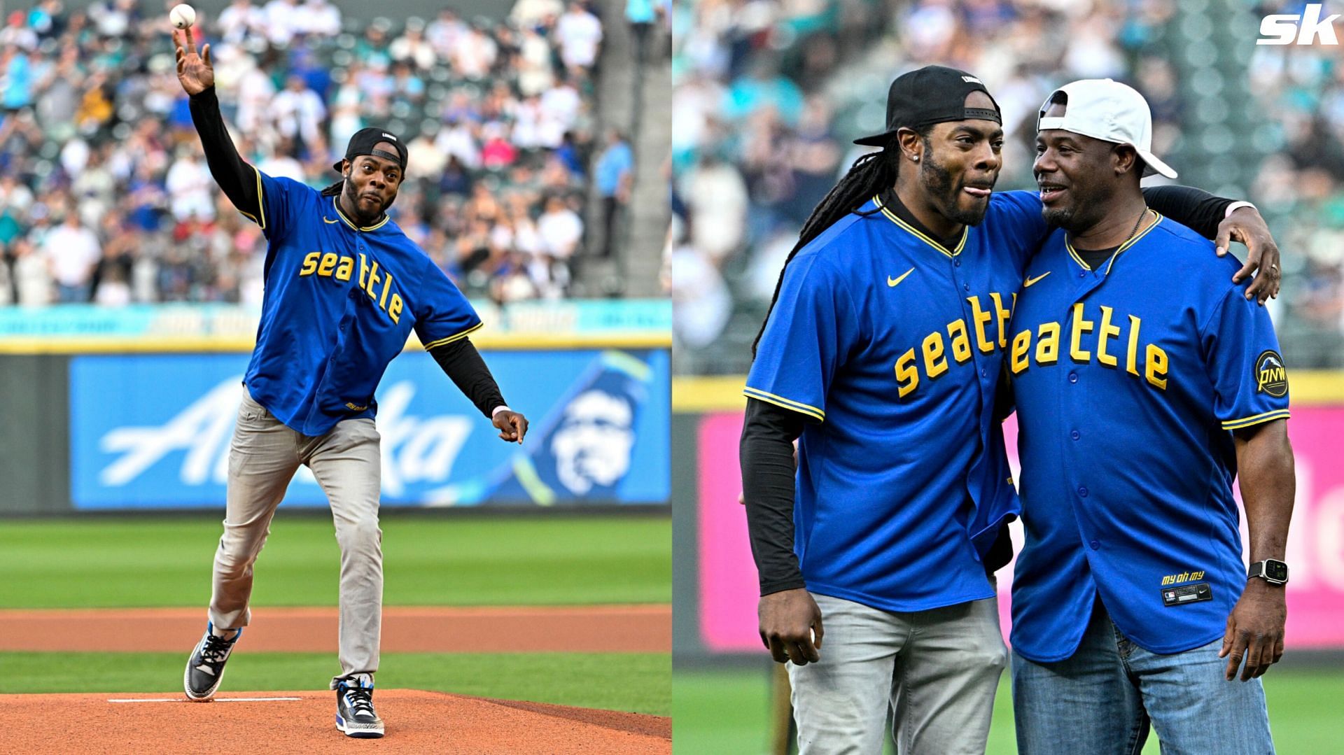 Richard Sherman and Ken Griffey Jr. ahead of Seattle Mariners game on Friday