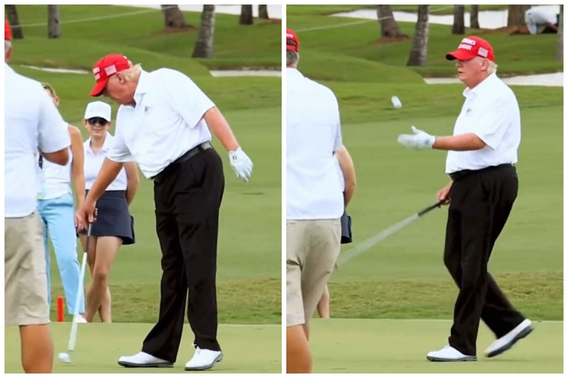 Donald Trump impressed fans with his little golf trick (Image via Twitter.com/_johnnymaga)