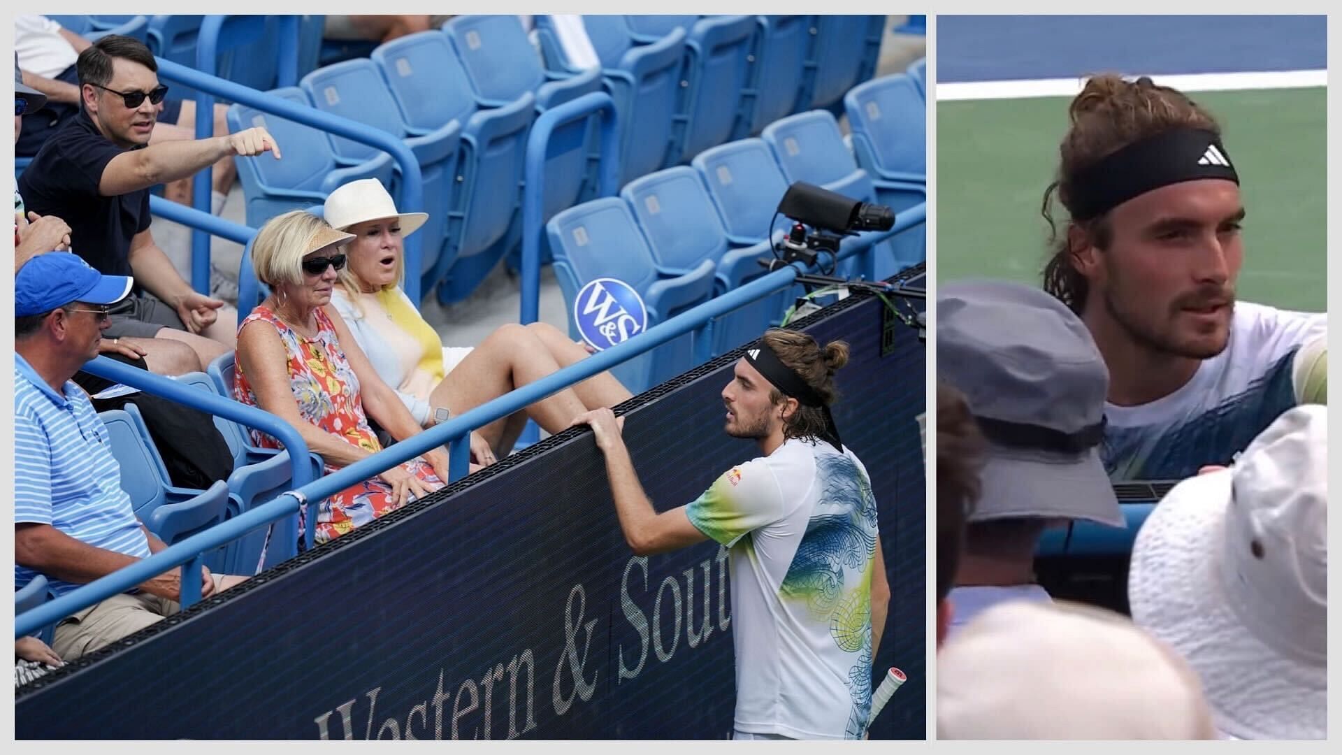 Stefanos Tsitsipas distracted by a spectator at the Cincinnati Open